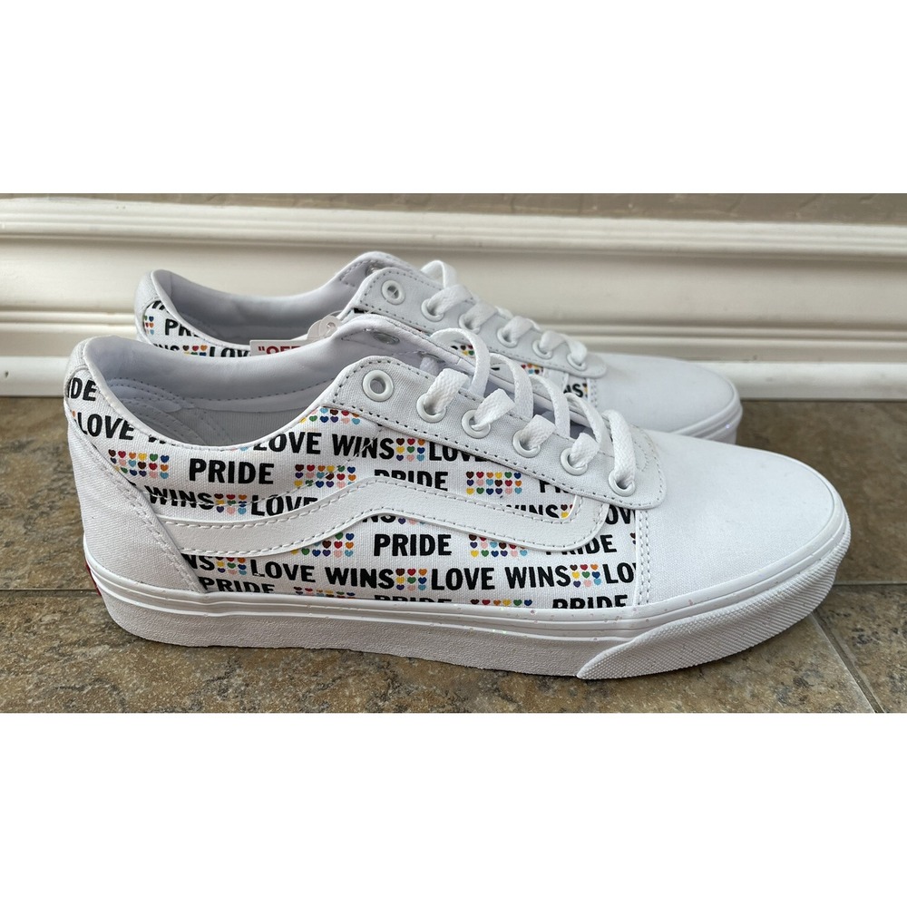 Vans Ward Pride Womens Size 9 White Low Skate Sneaker Shoes Read Description